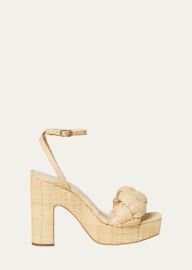 Loeffler Randall Braided Raffia Ankle-Strap Sandals - at Bergdorf Goodman