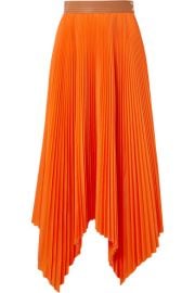 Loewe - Asymmetric leather-trimmed pleated poplin midi skirt at Net A Porter