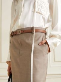 Loewe Anagram Textured leather Belt in Tan at Net a Porter