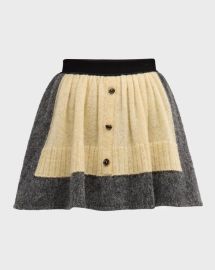 Loewe Bicolor Knit Button Front Mini Skirt at Neiman Marcus