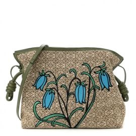 Loewe Canvas Calfskin Flamenco Knot Bag Green at Fashionphile