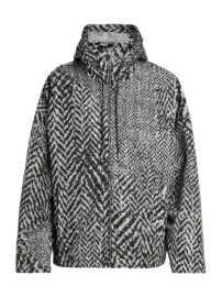 Loewe Front zip Hooded Jacket In Black White at Saks Fifth Avenue