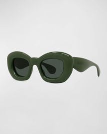 Loewe Inflated Green Acetate Butterfly Sunglasses at Neiman Marcus
