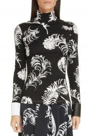 Loewe Leather Cuff Feather Print Top   Nordstrom at Nordstrom