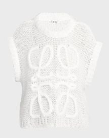 Loewe Open Knit Wool Vest With Anagram Detail at Neiman Marcus