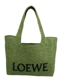 Loewe Raffia Logo Tote Bag in Green at The Real Real