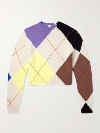 Loewe Slim Fit Cropped Argyle Cashmere Sweater at Mr Porter