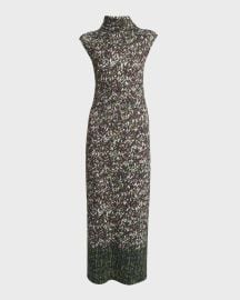 Loewe Yarn-Print Jersey Mock-Neck Column Dress at Neiman Marcus