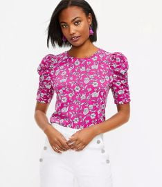 Loft Floral Cinched Puff Sleeve Tee at Loft