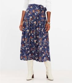 Loft Garden Wrap Midi Skirt in Deep Space Blue at Loft