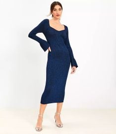 Loft Ribbed Trumpet Sleeve Midi Sweater Dress at Loft