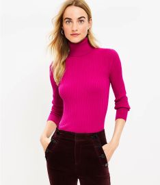 Loft Ribbed Turtleneck Sweater in Light Fresh Magenta at Loft