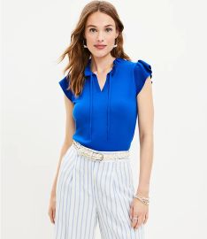 Loft Ruffle Tie Neck Sweater Tee at Loft