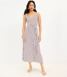 Loft Striped Scoop Neck Midi Dress at Loft