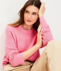 Loft Textured Saddle Sleeve Sweater in Sweet Sugar Pink at Loft