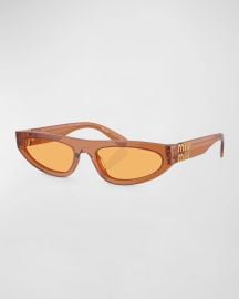 Logo Acetate Oval Sunglasses at Neiman Marcus