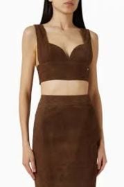 Logo Crop Top in Suede at Armani