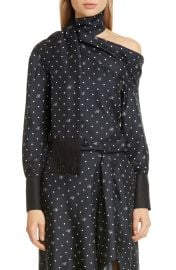 Logo Dot Print Scarf Neck One Shoulder Shirt at Nordstrom