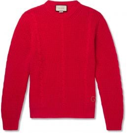 Logo-Embroidered Cable-Knit Wool-Blend Sweater by Gucci at Mr Porter