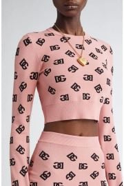 Logo Jacquard Crop Crewneck Sweater at Nordstrom