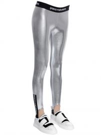 Logo Metallic Jersey Stirrup Leggings at Luisaviaroma