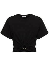 Logo cotton crop t-shirt w ring - Rabanne - Women Luisaviaroma at Luisaviaroma