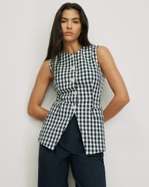 Lois Gingham Vest in NavyDove White at Veronica Beard