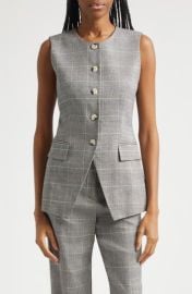 Lois Glen Plaid Linen Blend Vest at Nordstrom