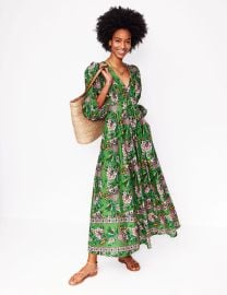 Lola Blouson Maxi Dress-Green Botanica Terrace Boden USA at Boden