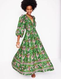Lola Blouson Maxi Dress-Green Botanica Terrace Boden USA at Boden
