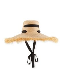 Lola Hats Alpargatas Raffia Straw Hat w Ribbon Band at Neiman Marcus