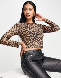 Lola May mesh top in leopard print at ASOS