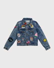 Lola The Boys Girlx27s All About the Patch Cropped Denim Jacket Size 2-14 at Neiman Marcus