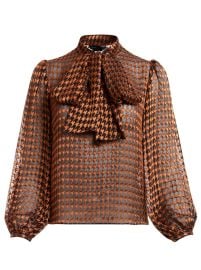 Lolita Houndstooth Tie Neck Blouse In Harvest Houndstooth Md  Alice And Olivia at Alice + Olivia