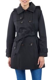 London Fog Hooded Double Breasted Cotton Blend Trench Coat at Nordstrom