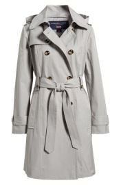 London Fog Missy Hooded Belted Trench Coat at Nordstrom