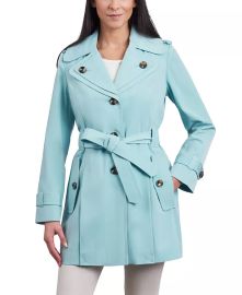 London Fog Womens Single-Breasted Hooded Belted Trench Coat - Macys at Macys