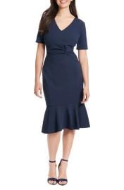 London Times Flounce Hem Twist Midi Dress in Navy at Nordstrom Rack