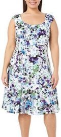 London Times Plus Watercolor Floral Print Dress at Amazon