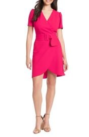 London Times Puff Sleeve Belted Wrap Dress Petite at Nordstrom Rack