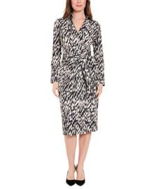 London Times Womens Collared V-Neck Side-Tie Midi Dress - Macys at Macys
