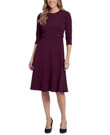 London Times Womens Tab-Waist Fit Flare Dress - Macys at Macys