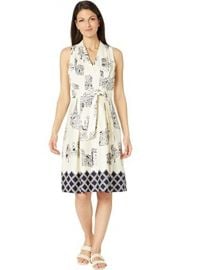 London times modern paris printed cotton pleated halter tie front dress at 6pm