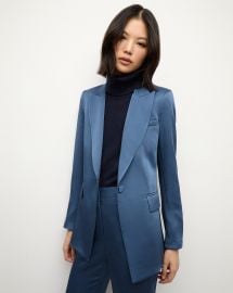 Long And Lean Dickey Jacket in Blue Stone at Veronica Beard