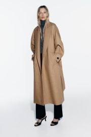 Long Belted Wool Blend Coat at Zara