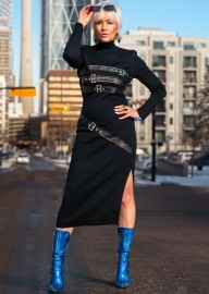 Long Buckled Knit Dress - at Kate Hewko