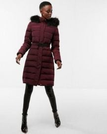 Long Down Belted Smocked Puffer Jacket at Express