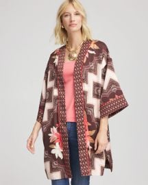 Long Mixed-Print Kimono at Chicos