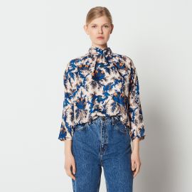 Long Printed Sleeve Top at Sandro