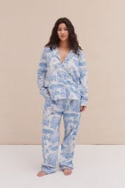 Long Pyjama Set Loxodonta Print Blue Desmond amp Dempsey at Desmond & Dempsey